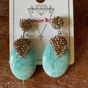 Crystal and Seafoam Green Drop Earrings